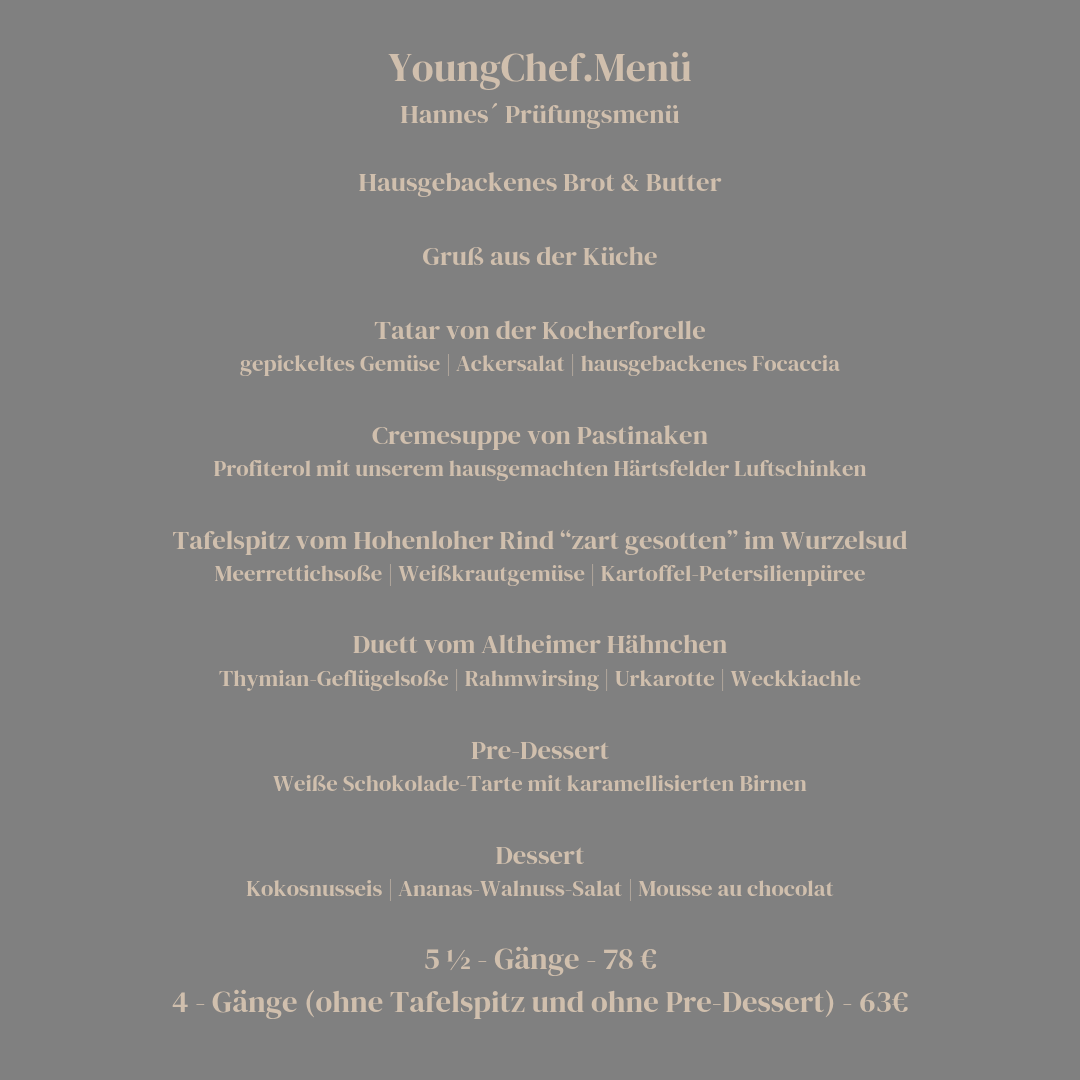5. YoungChefs.Menü - Landgasthof Lamm Ebnat